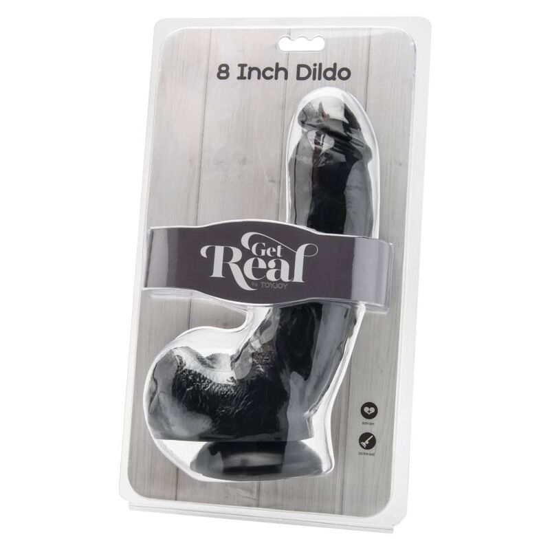 Dildo, Get Real, cu Testicule, 20,5 CM Negru